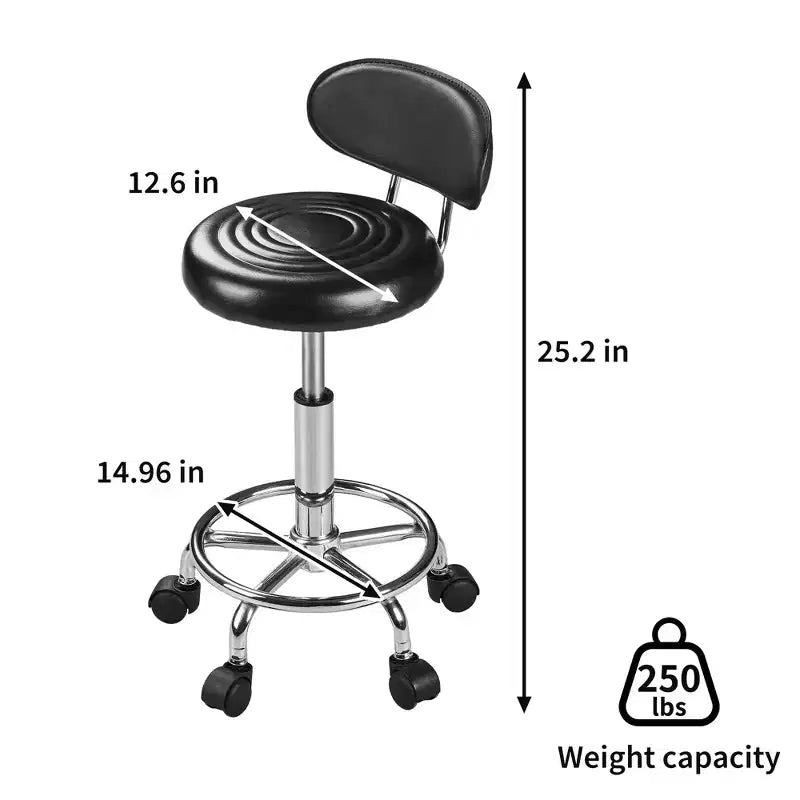 VECELO Faux Leather Office Chair Adjustable Height Swivel Rolling Ergonomic Office Stool with Backrest & Footrest, Black/White