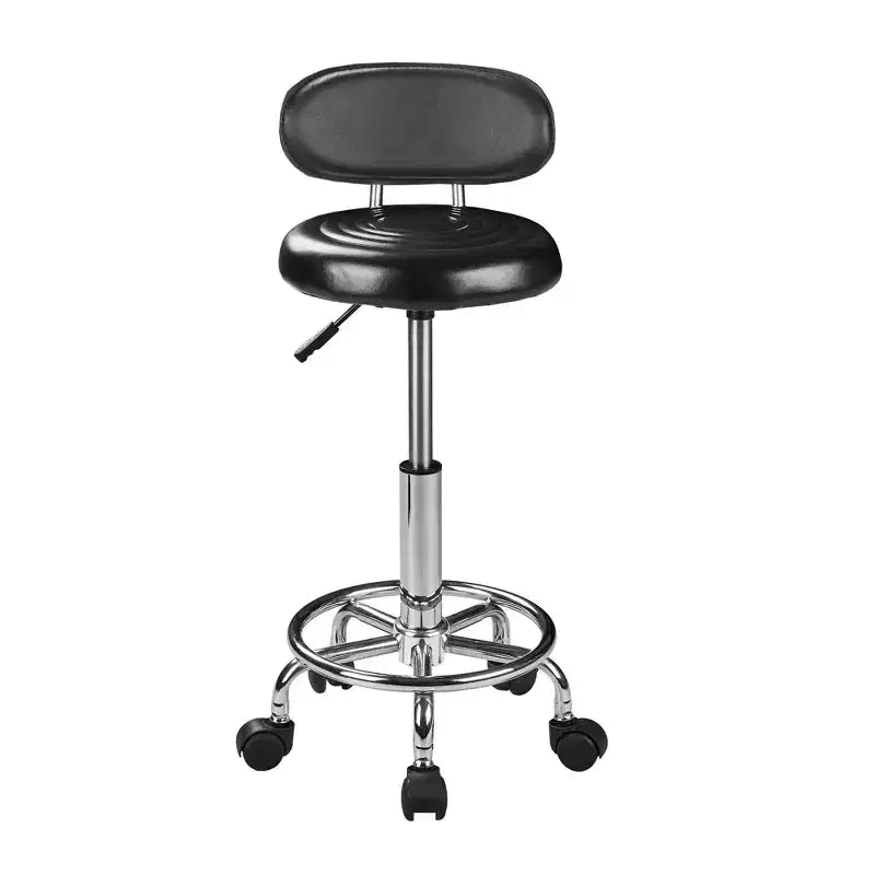 VECELO Faux Leather Office Chair Adjustable Height Swivel Rolling Ergonomic Office Stool with Backrest & Footrest, Black/White
