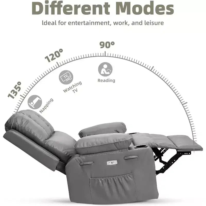 Oversized Recliner Chair Rocking, Massage & Heat, 360 Swivel with Remote & Cup Holder for Living Room, Bedroom, Nursery