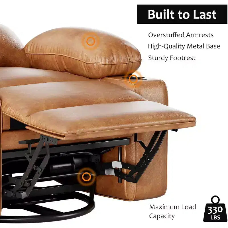 Oversized Recliner Chair Rocking, Massage & Heat, 360 Swivel with Remote & Cup Holder for Living Room, Bedroom, Nursery