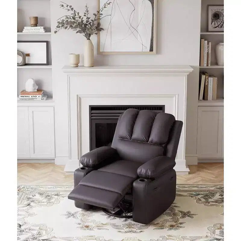 Oversized Recliner Chair Rocking, Massage & Heat, 360 Swivel with Remote & Cup Holder for Living Room, Bedroom, Nursery