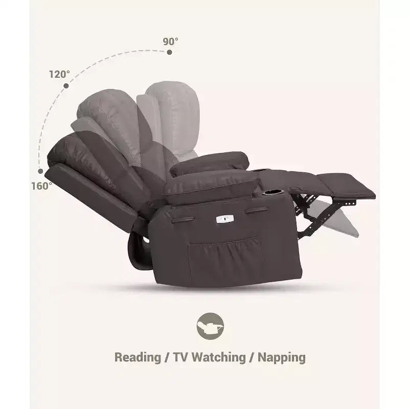 Oversized Recliner Chair Rocking, Massage & Heat, 360 Swivel with Remote & Cup Holder for Living Room, Bedroom, Nursery