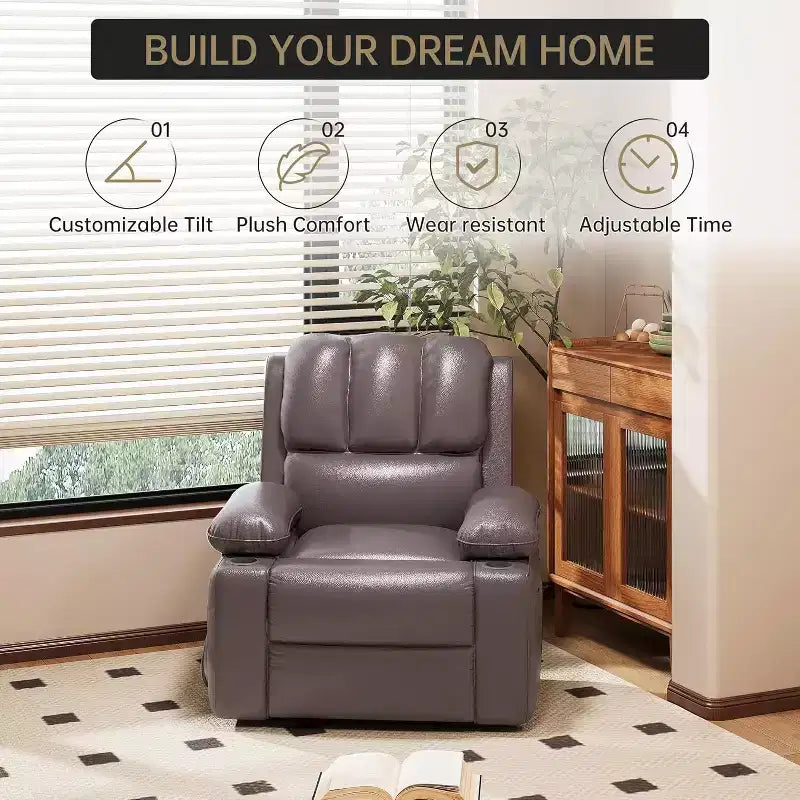 Oversized Recliner Chair Rocking, Massage & Heat, 360 Swivel with Remote & Cup Holder for Living Room, Bedroom, Nursery