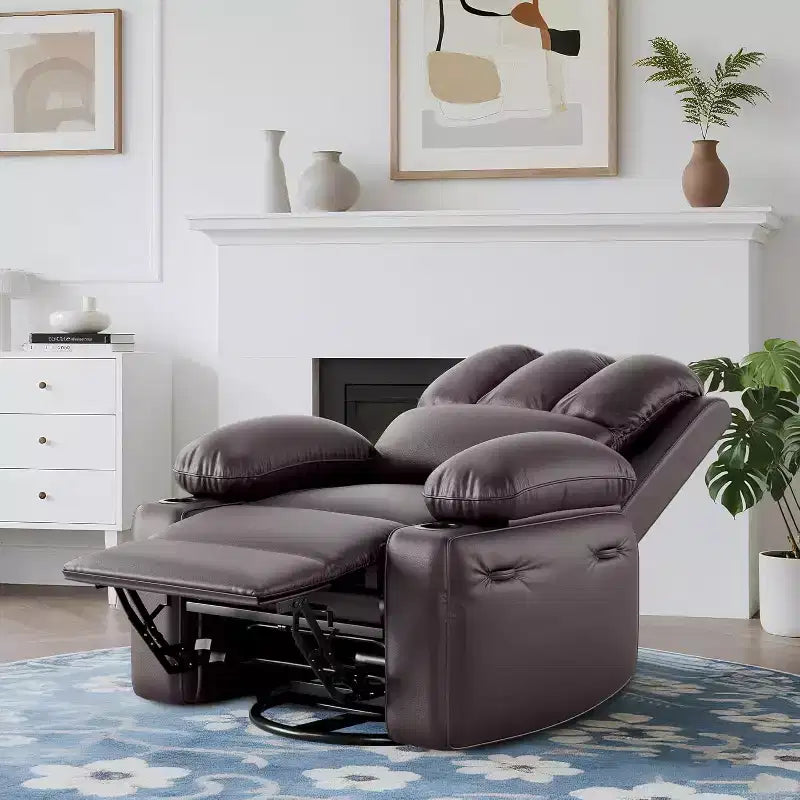 Oversized Recliner Chair Rocking, Massage & Heat, 360 Swivel with Remote & Cup Holder for Living Room, Bedroom, Nursery