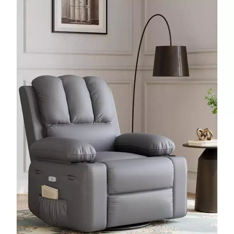 Oversized Recliner Chair Rocking, Massage & Heat, 360 Swivel with Remote & Cup Holder for Living Room, Bedroom, Nursery