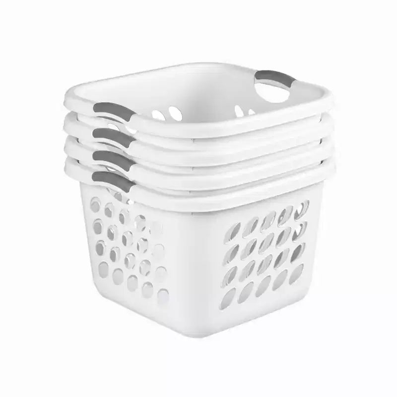 Sterilite Square Laundry Basket, 1.5 BushelHamper with Handles, White, 4 Pack