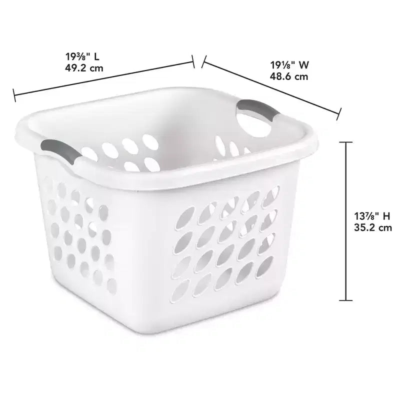 Sterilite Square Laundry Basket, 1.5 BushelHamper with Handles, White, 4 Pack