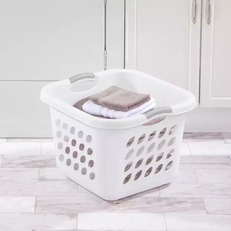 Sterilite Square Laundry Basket, 1.5 BushelHamper with Handles, White, 4 Pack