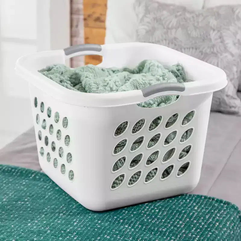 Sterilite Square Laundry Basket, 1.5 BushelHamper with Handles, White, 4 Pack