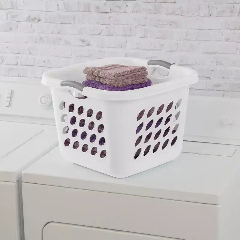 Sterilite Square Laundry Basket, 1.5 BushelHamper with Handles, White, 4 Pack