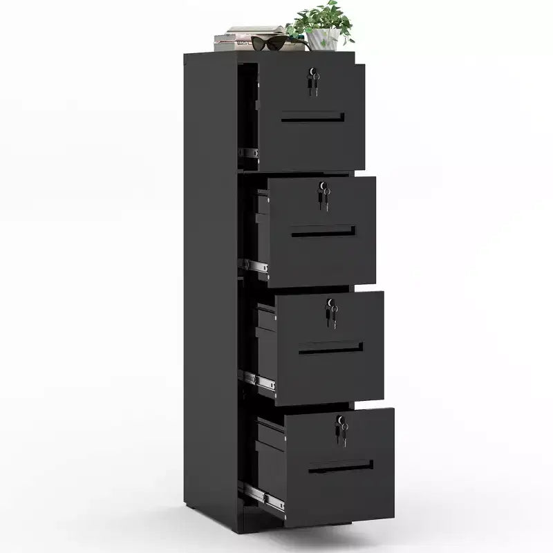 VIYET 56H 4-Drawer Metal Vertical File Cabinet with 4 Individual Locks, Black Steel Filing Cabinet for Home Office(Assembly Required)