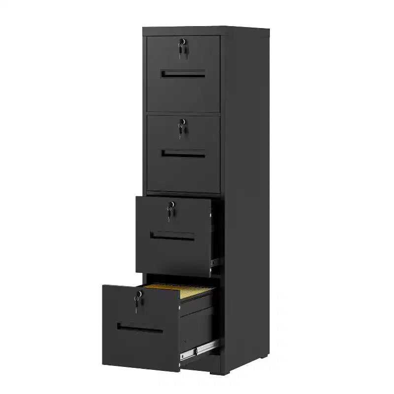 VIYET 56H 4-Drawer Metal Vertical File Cabinet with 4 Individual Locks, Black Steel Filing Cabinet for Home Office(Assembly Required)