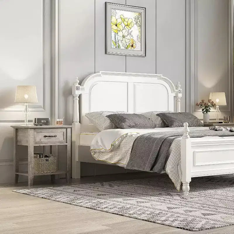 Industrial Bedside Table with Drawer & Shelf, Wood Corners, Easy Assembly, 19.7 x 15.7 x 23.4 for Bedroom, Living Room, Dorm