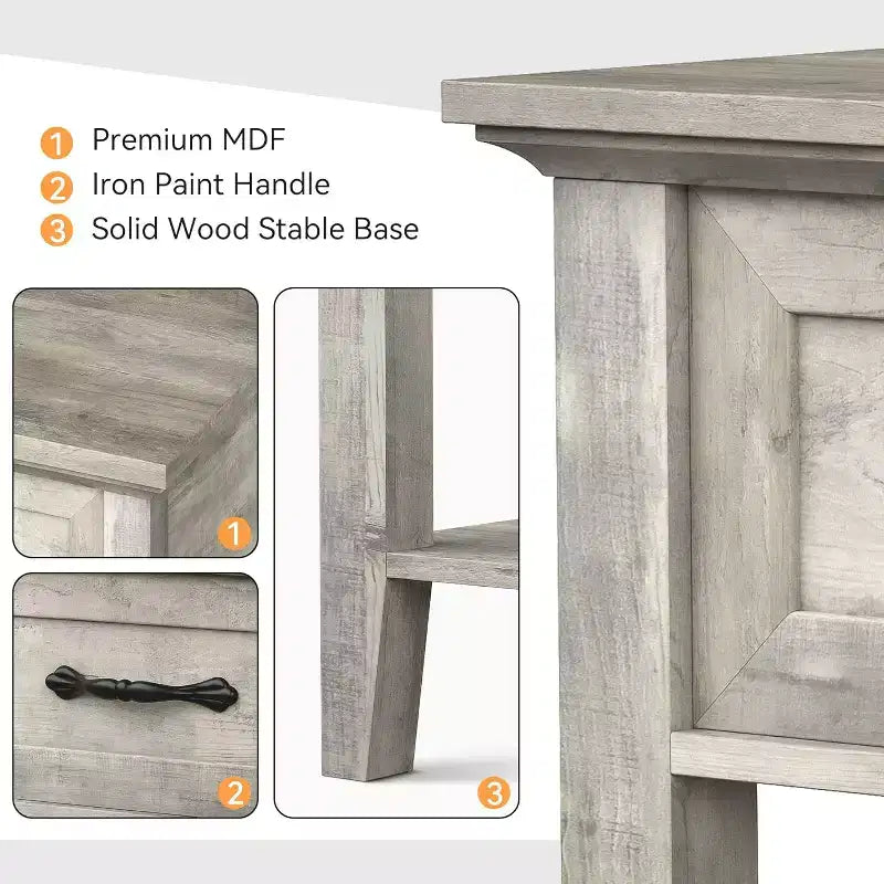Industrial Bedside Table with Drawer & Shelf, Wood Corners, Easy Assembly, 19.7 x 15.7 x 23.4 for Bedroom, Living Room, Dorm