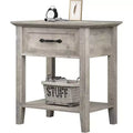 Industrial Bedside Table with Drawer & Shelf, Wood Corners, Easy Assembly, 19.7 x 15.7 x 23.4 for Bedroom, Living Room, Dorm