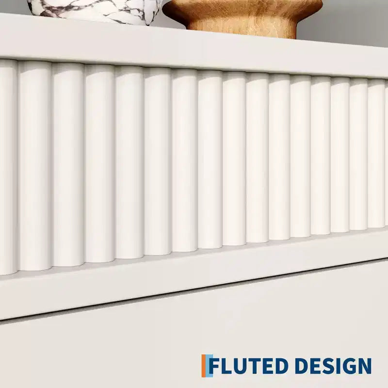 Fluted Bookshelf with Drawers, 6-Tier Wood Bookcase with Waved Design and Storage Shelves for Living Room, Office or Bedroom, 70.8 Tall
