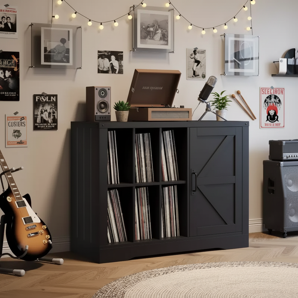 Meuble pour tourne-disque de style ferme