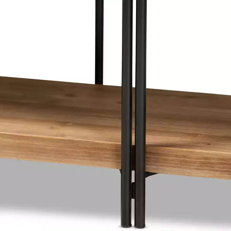Tarah Wood Console Table Brown/Black - Baxton Studio: Modern Sofa Table, 3-Tier Display, Metal Frame