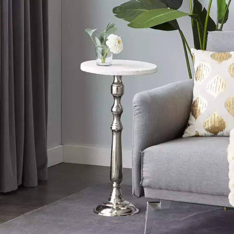Traditional Terrazzo Accent Table White - Olivia & May