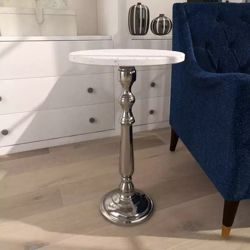Traditional Terrazzo Accent Table White - Olivia & May