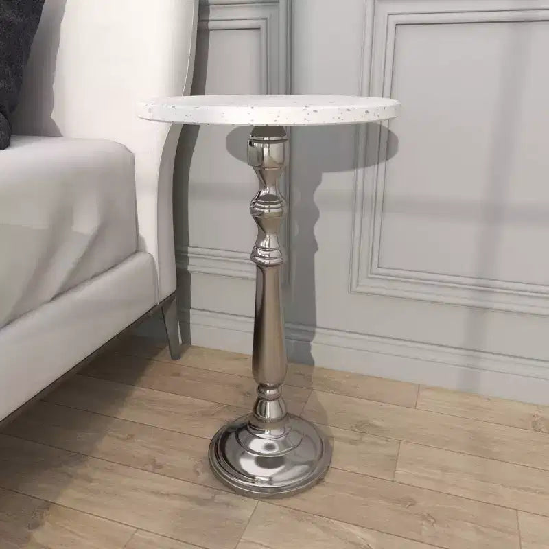 Traditional Terrazzo Accent Table White - Olivia & May