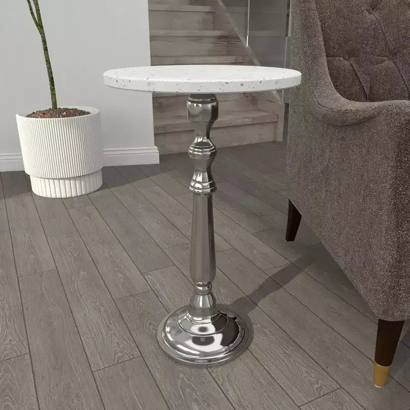 Traditional Terrazzo Accent Table White - Olivia & May