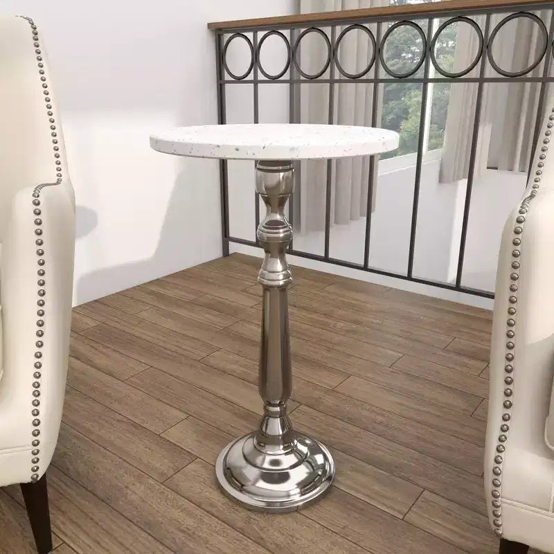 Traditional Terrazzo Accent Table White - Olivia & May