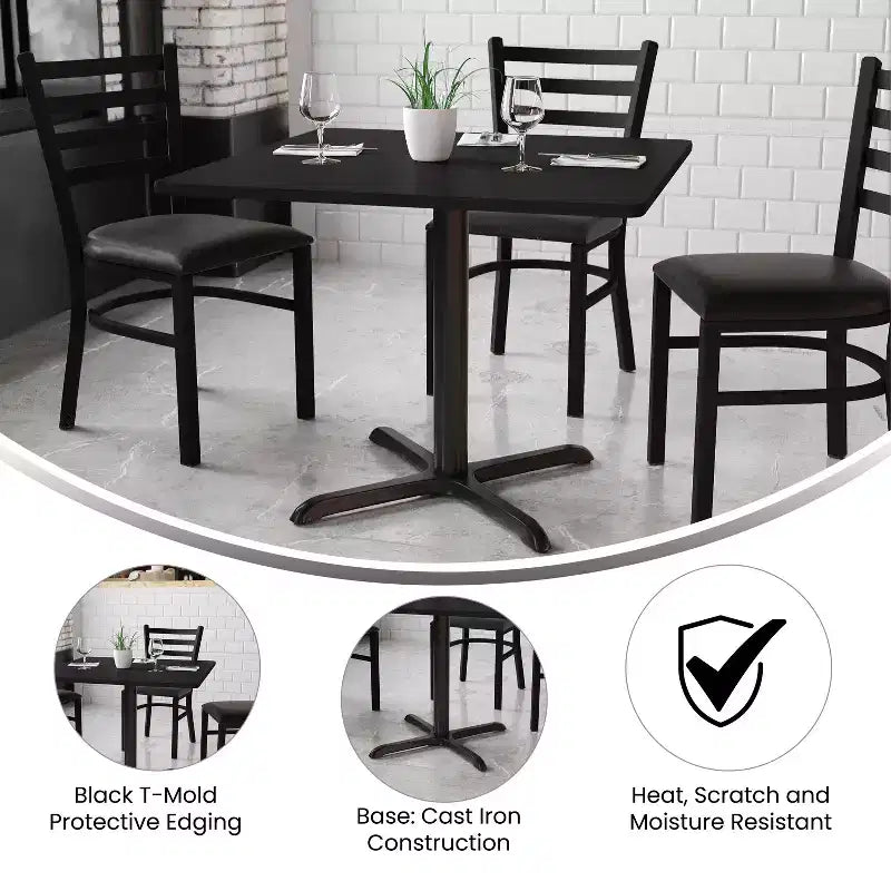 Emma and Oliver 36 Square Laminate Table Top with 30x30 Table Height Base