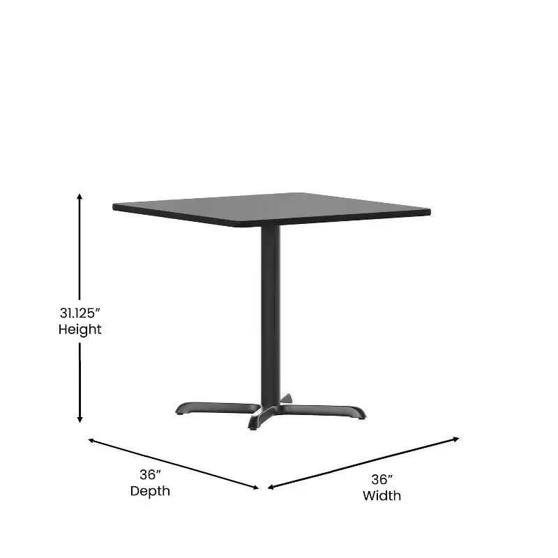 Emma and Oliver 36 Square Laminate Table Top with 30x30 Table Height Base