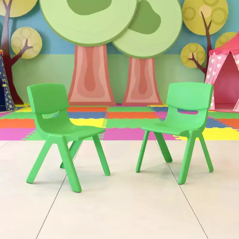 Emma and Oliver 2 Pack Plastic Stack School Chair with 13.25H Seat, K-2 School Chair