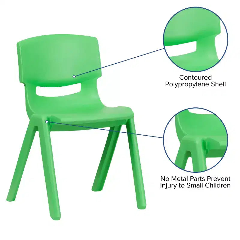 Emma and Oliver 2 Pack Plastic Stack School Chair with 13.25H Seat, K-2 School Chair