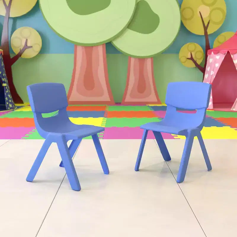 Emma and Oliver 2 Pack Plastic Stack School Chair with 13.25H Seat, K-2 School Chair