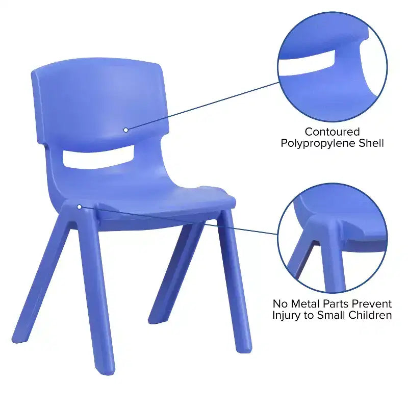 Emma and Oliver 2 Pack Plastic Stack School Chair with 13.25H Seat, K-2 School Chair