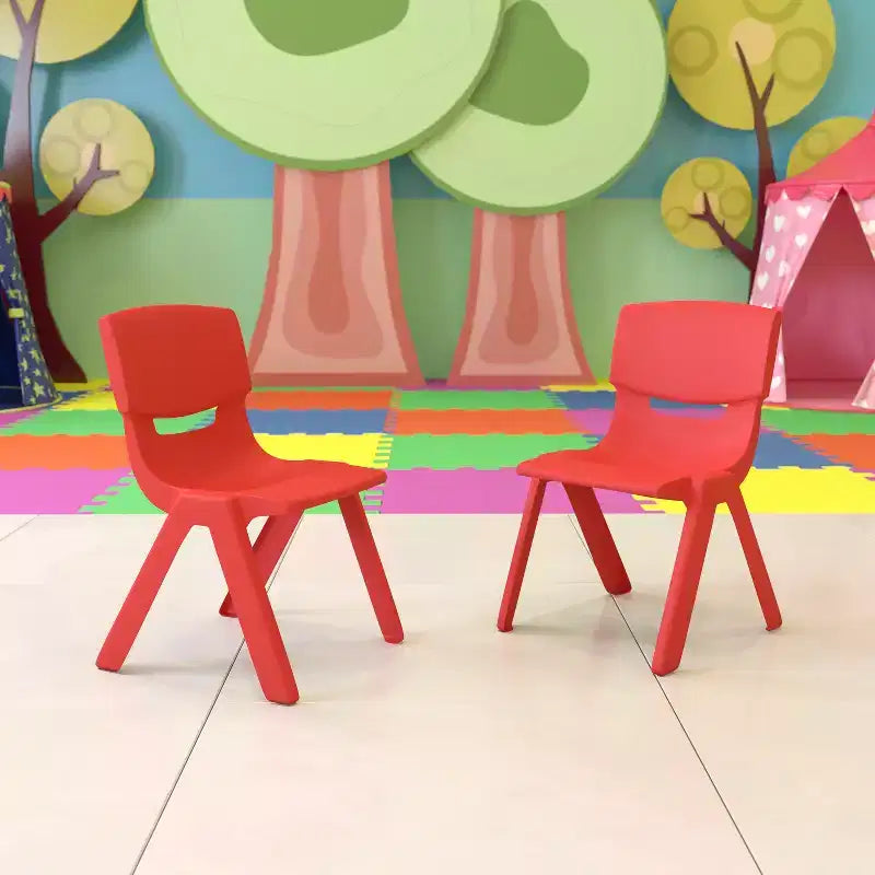 Emma and Oliver 2 Pack Plastic Stack School Chair with 13.25H Seat, K-2 School Chair