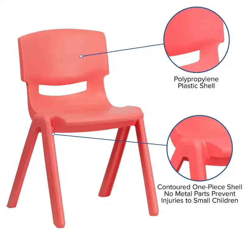 Emma and Oliver 2 Pack Plastic Stack School Chair with 13.25H Seat, K-2 School Chair