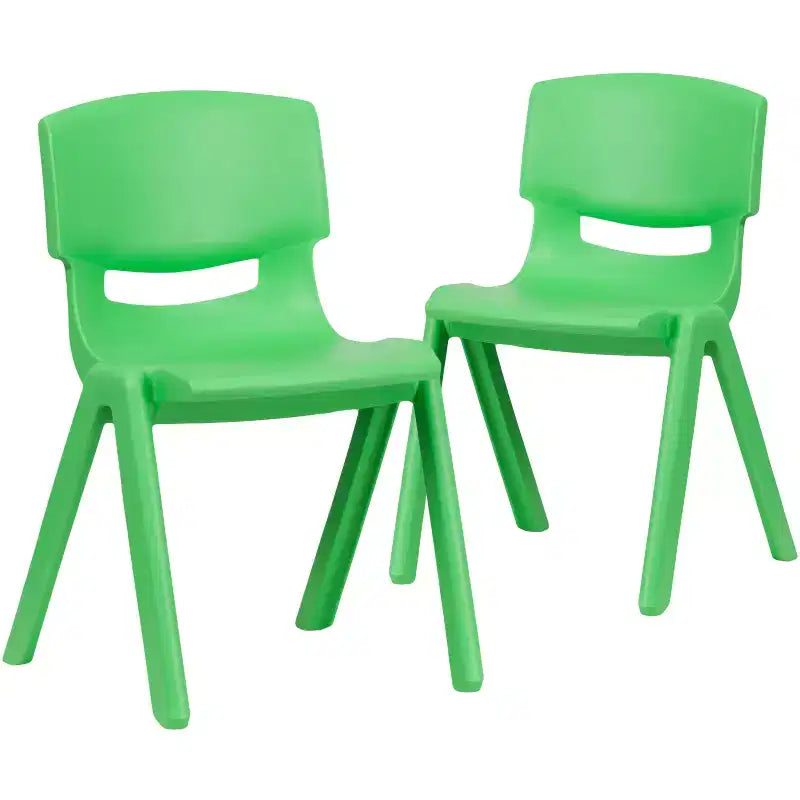 Emma and Oliver 2 Pack Plastic Stack School Chair with 13.25H Seat, K-2 School Chair
