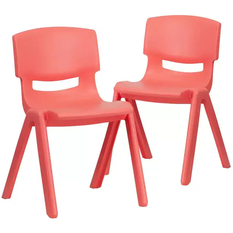 Emma and Oliver 2 Pack Plastic Stack School Chair with 13.25H Seat, K-2 School Chair