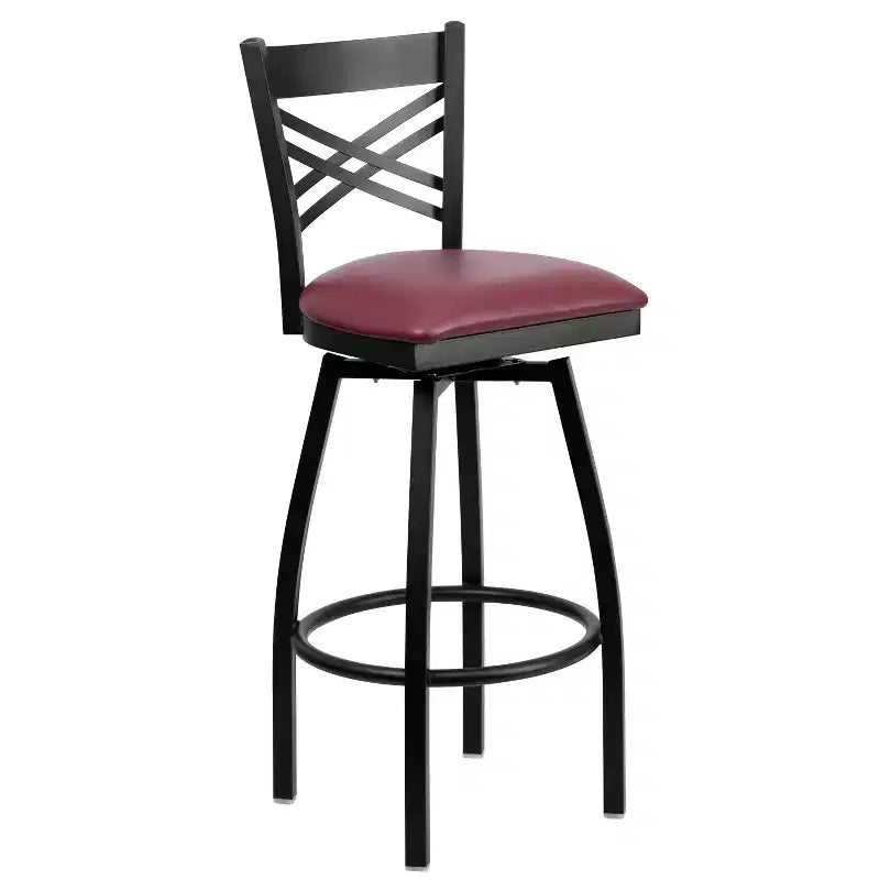 Emma and Oliver Black X Back Swivel Metal Restaurant Dining Barstool