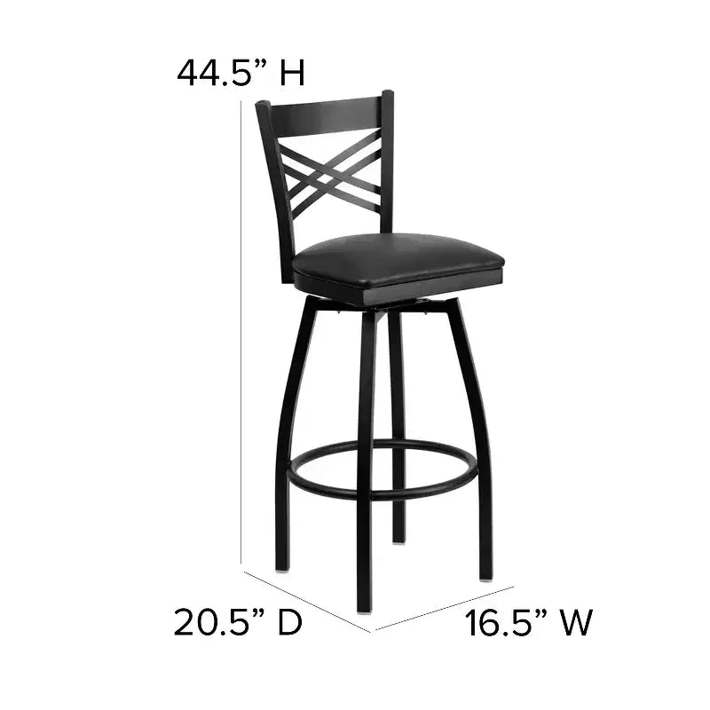 Emma and Oliver Black X Back Swivel Metal Restaurant Dining Barstool