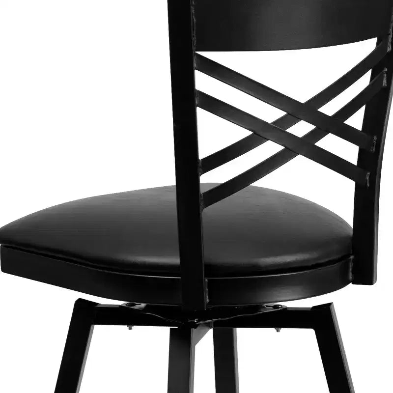 Emma and Oliver Black X Back Swivel Metal Restaurant Dining Barstool