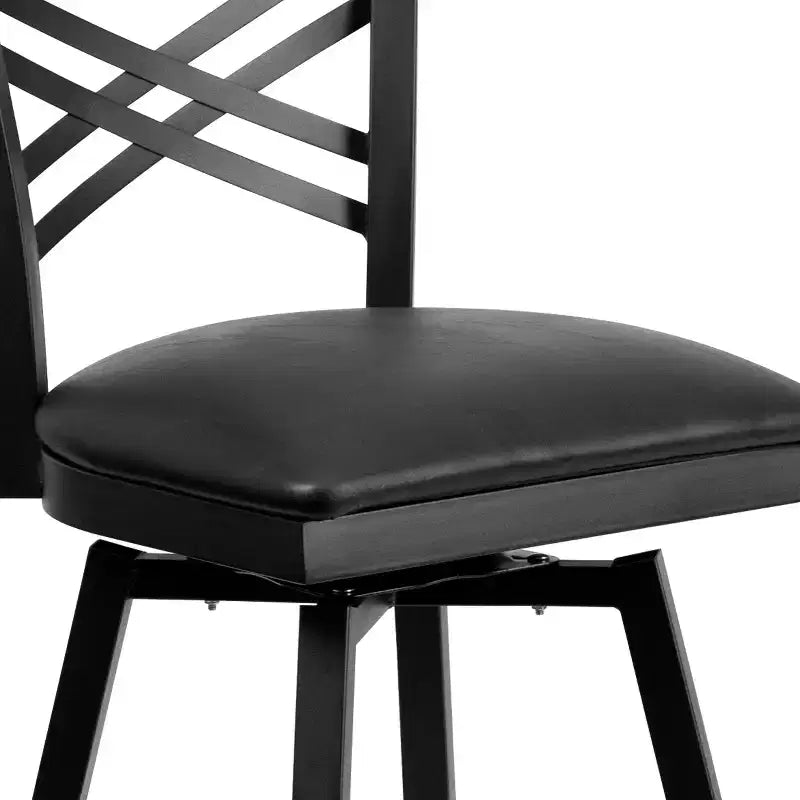 Emma and Oliver Black X Back Swivel Metal Restaurant Dining Barstool