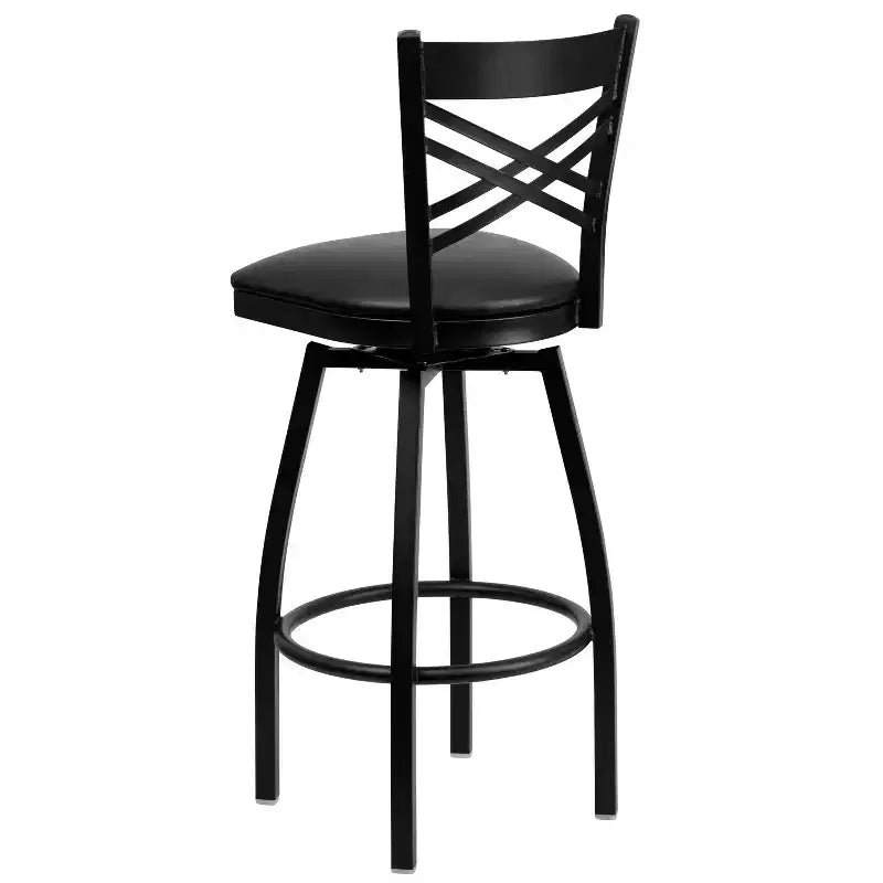 Emma and Oliver Black X Back Swivel Metal Restaurant Dining Barstool