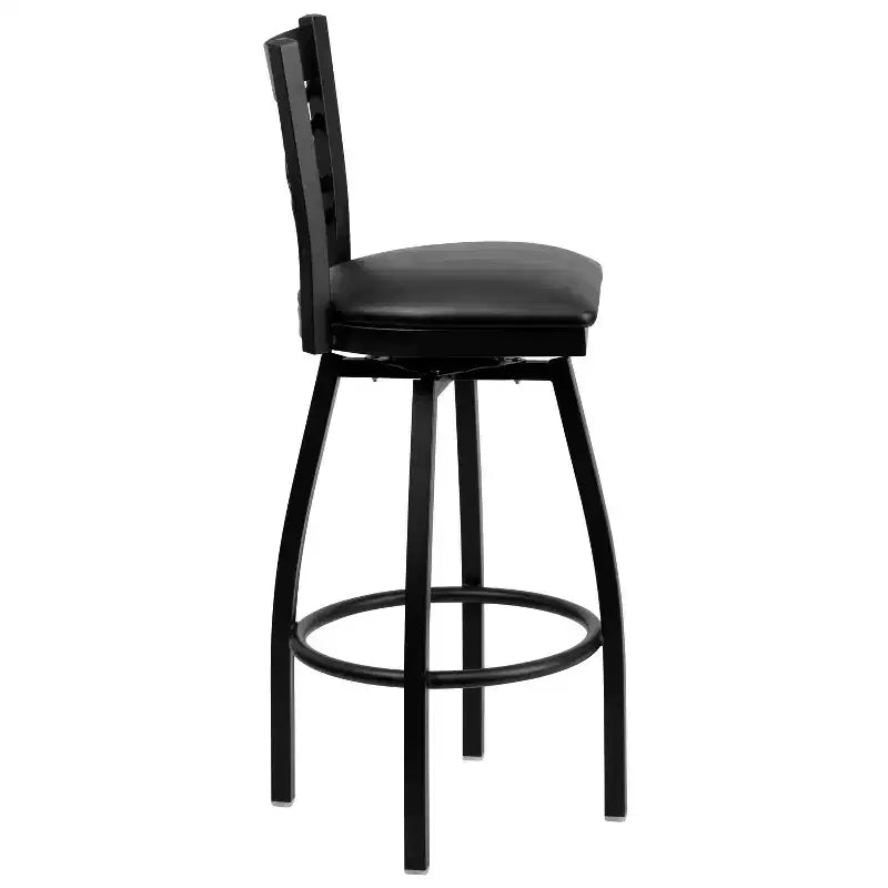 Emma and Oliver Black X Back Swivel Metal Restaurant Dining Barstool