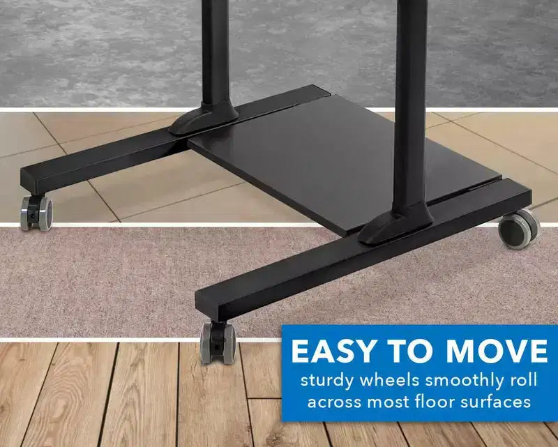 Mount-It! Wide Mobile Stand Up Desk | Height Adjustable Rolling Workstation with 40 Wide Table Tops | Multi-Purpose Rolling Presentation Cart - Black